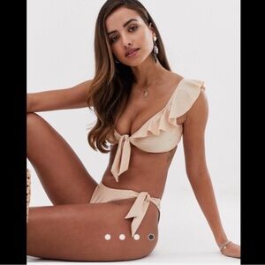 ASOS cream ruffle bikini